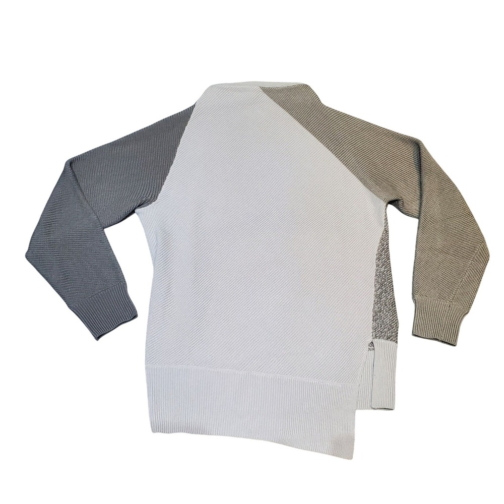 Club‎ Monaco Women's XS Colorblock Sweater Wool Blend Gray Asymmetrical Knit